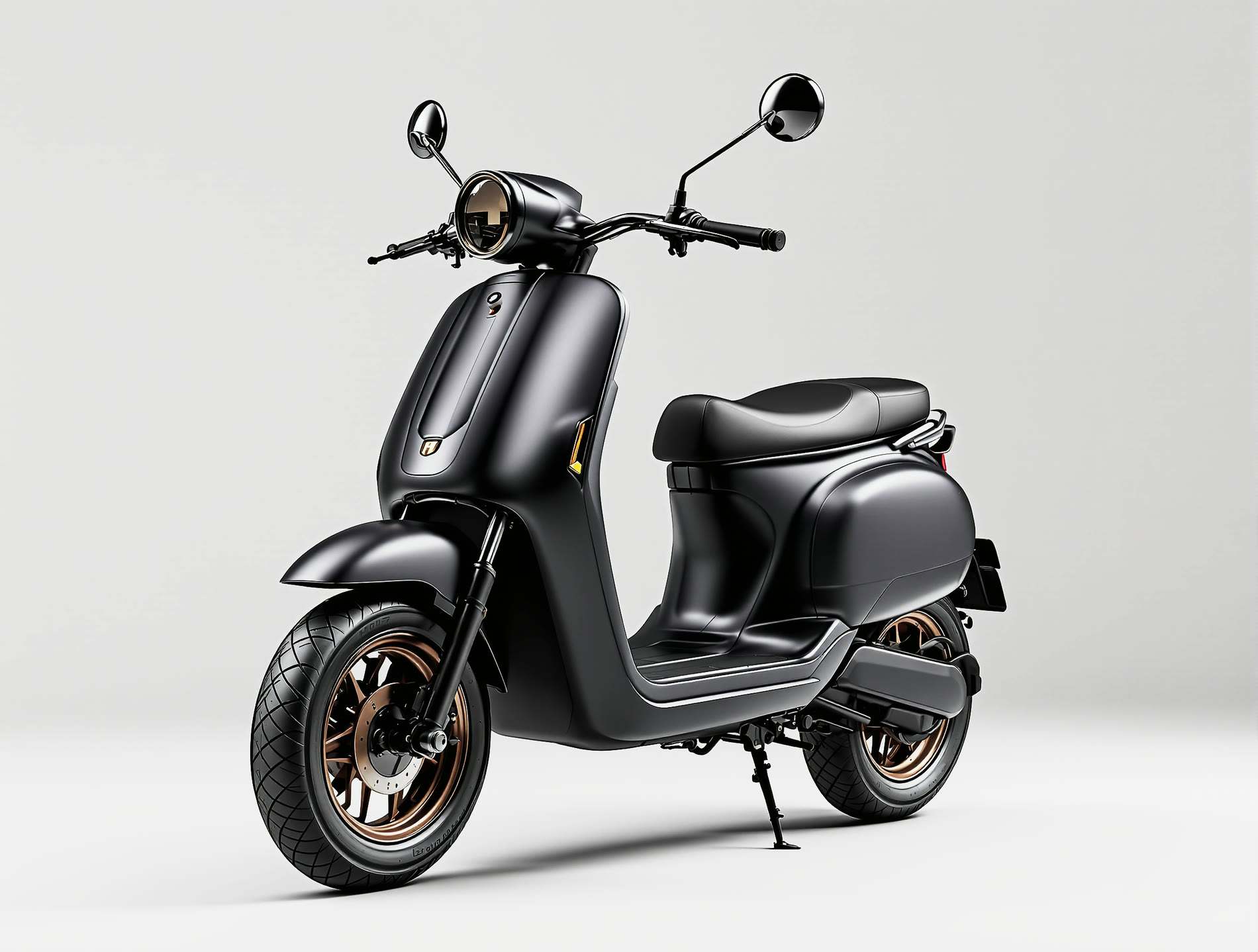 The matte black VOLTA Panther moped.